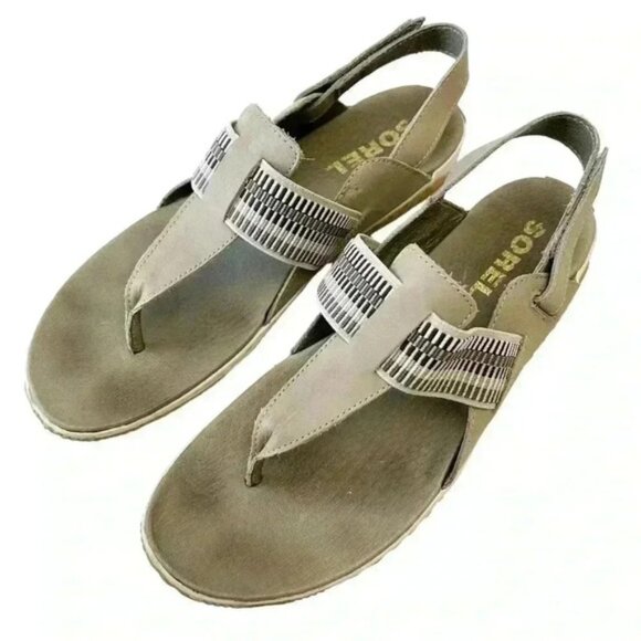 SOREL Out N About Plus Leather Walking Sandal Comfort Sporty Green Size 12 - Picture 6 of 16